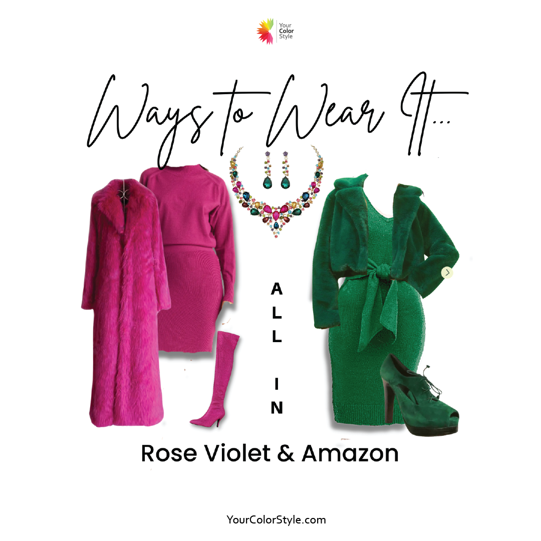 6 Ways to Wear Rose Violet and Amazon Green - Your Color Style