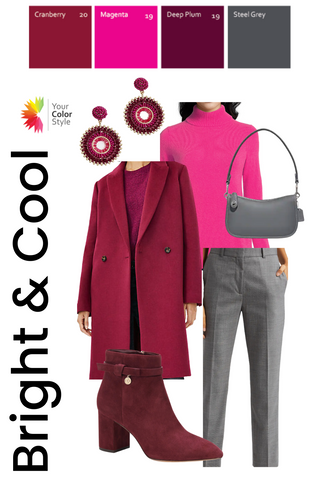 magenta and gray outfit idea