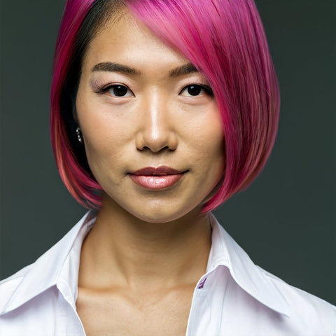 Olive Skin Tone Female with Magenta Pink Hair