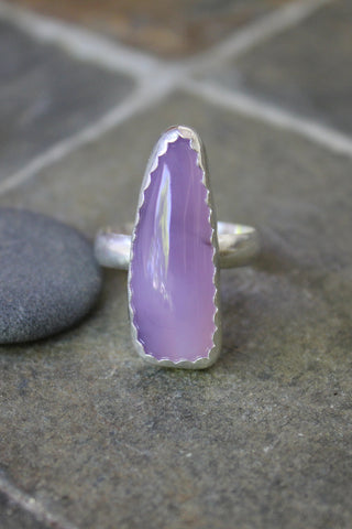 Handmade sterling silver Holley Blue agate statement ring made by Will Macy.