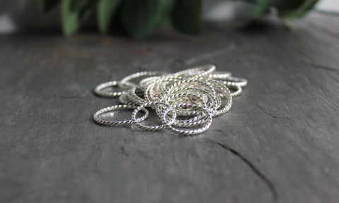 Sterling silver twisted wire stackable rings