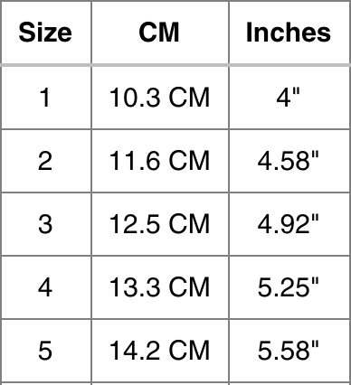 Sea Wees Size Chart