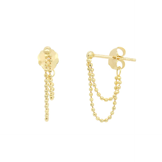 Betul Malik Fine Jewelry 2 Diamond 14K Gold Stud Chain Earrings | Poet and The Bench 14K Yellow Gold