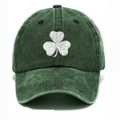 Vintage Retro Washed Cotton Sun Hat with Shamrock - St. Patrick's Day Lucky You, Available in Multiple Colors