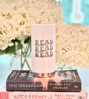“Read Read Read” Engraved Slim Can Cooler - Salty Spouse Glassware