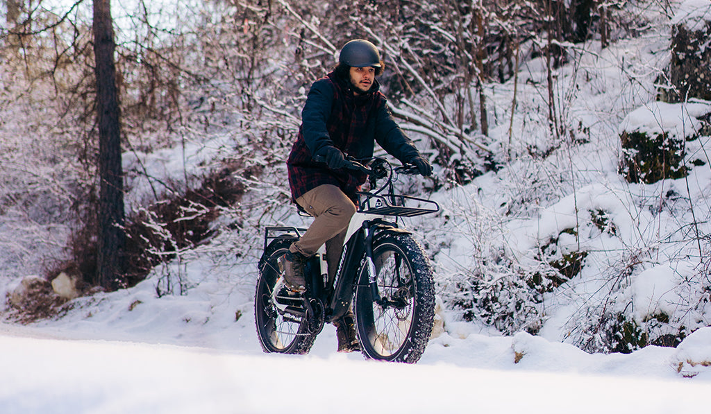 winter riding using denago fat tire ebikes