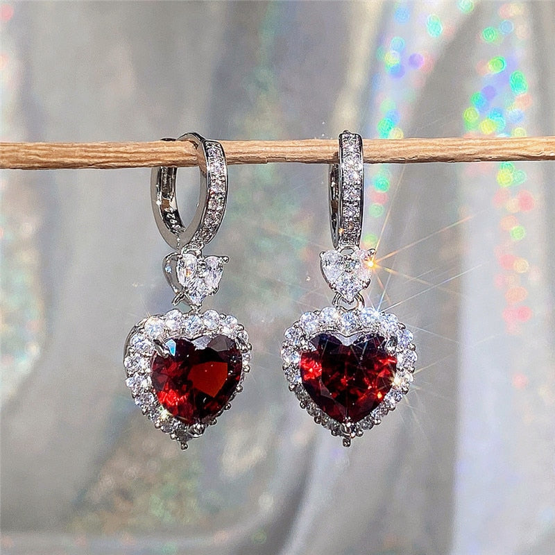Crystal Heart Cubic Zirconia Earrings