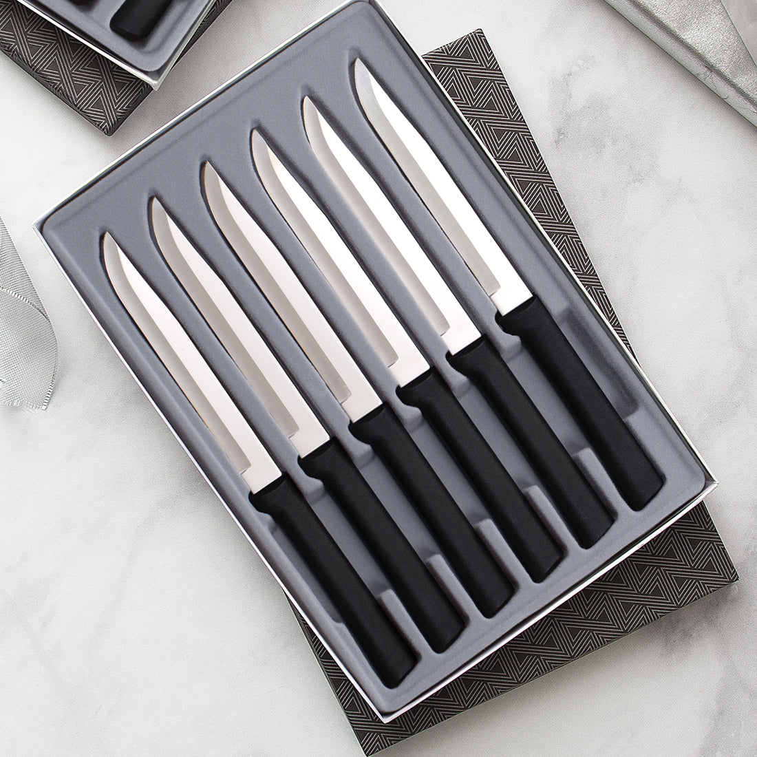 ReaNea Gold Steak Knives Set, Serrated Knife, Stainless Steel Sharp Dinner  Knife 