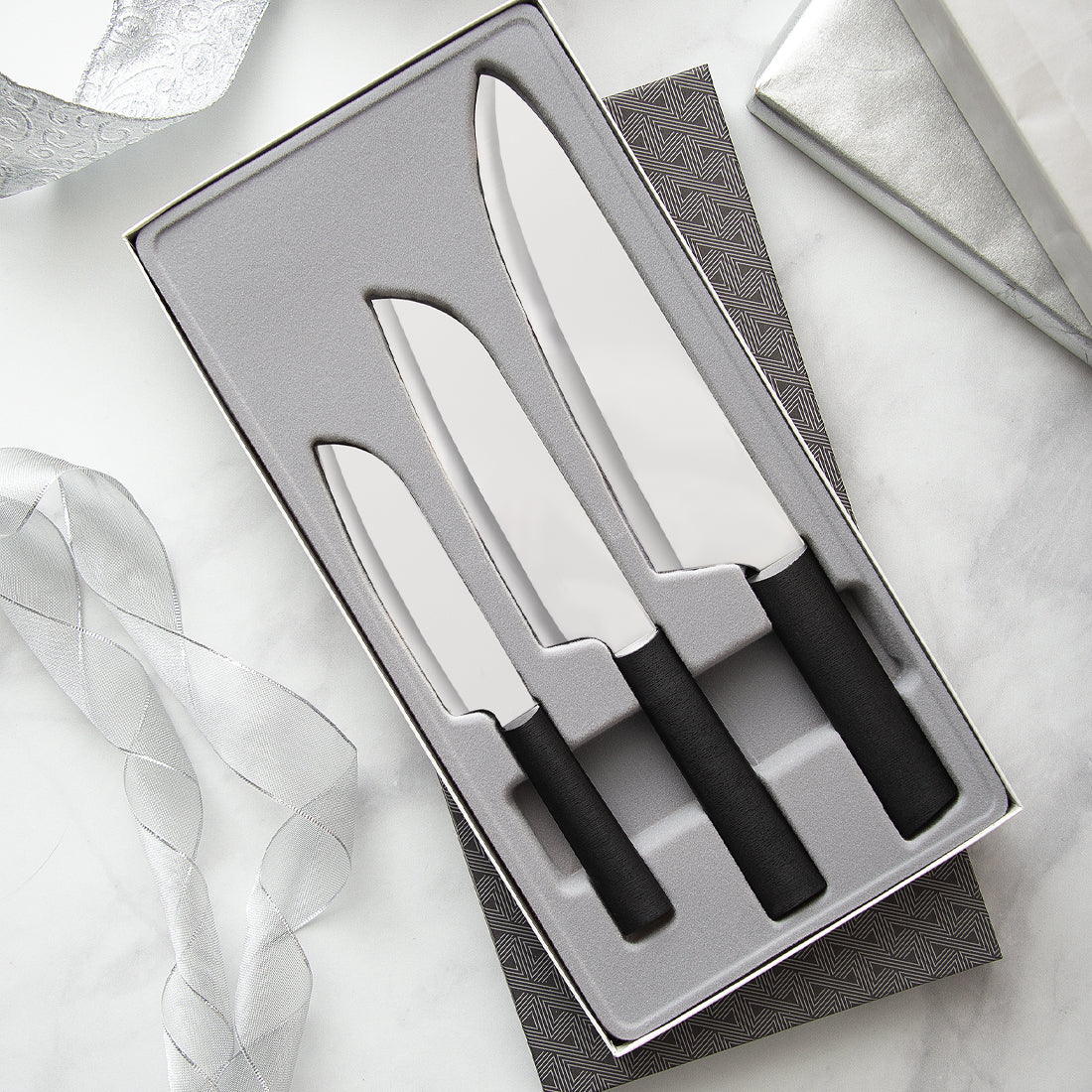 Rada Cutlery S56 3-Piece Basics Knife Gift Set – Stainless Steel Kitchen Knives with Aluminum Handles