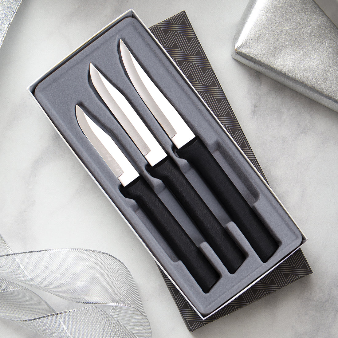  Rada Cutlery Knife 7 Stainless Steel Kitchen Knives Starter  Gift Set with Brushed Aluminum Made in USA, Silver Handle: Boxed Knife  Sets: Home & Kitchen