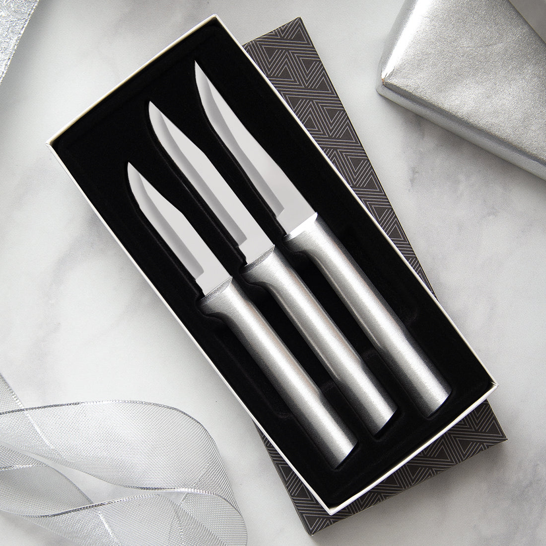 Rada Cutlery Utility Steak Knives Gift Set Stainless Steel Blades with  Aluminum, Set of 6, 8-1/2 Inches, Silver Handle