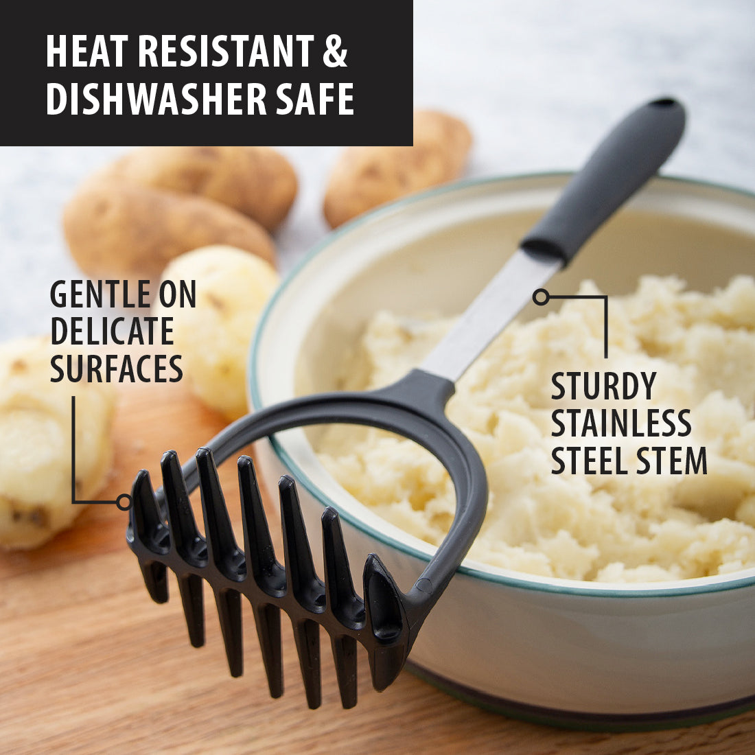 Stainless Steel Potato Masher Heavy Duty, Hand Smasher Kitchen