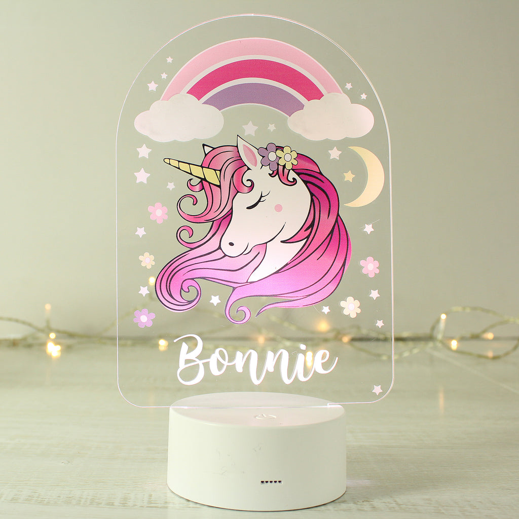 personalised unicorn night light