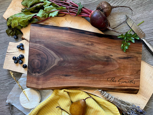 Personalized Live Edge Charcuterie Board - Olive Wood