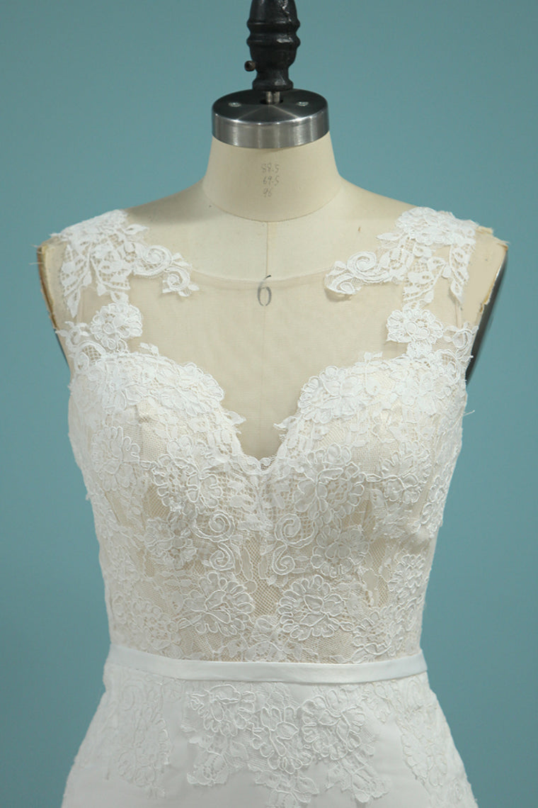 2024 Nouvelle arrivée Scoop sirène de mariage en mousseline de soie avec appliques