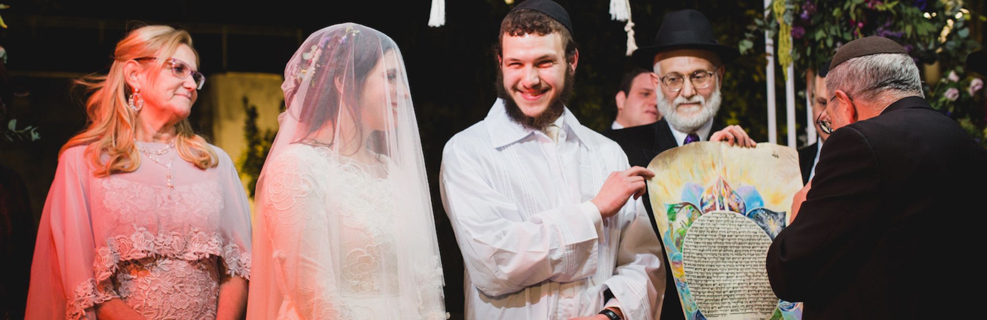 Bride and Groom with their Jewish Wedding Vows