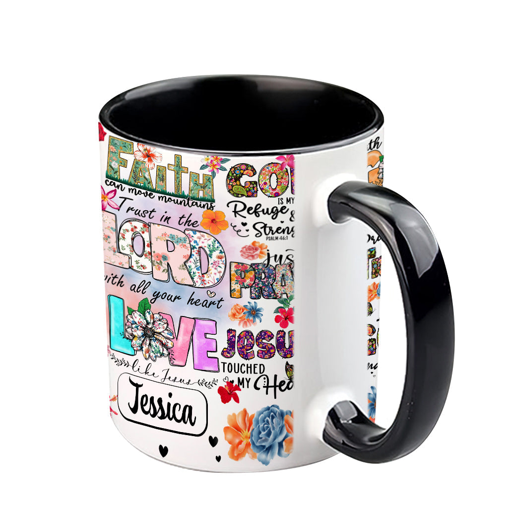 Pray Wait Trust - Personalized Christian Accent Mug