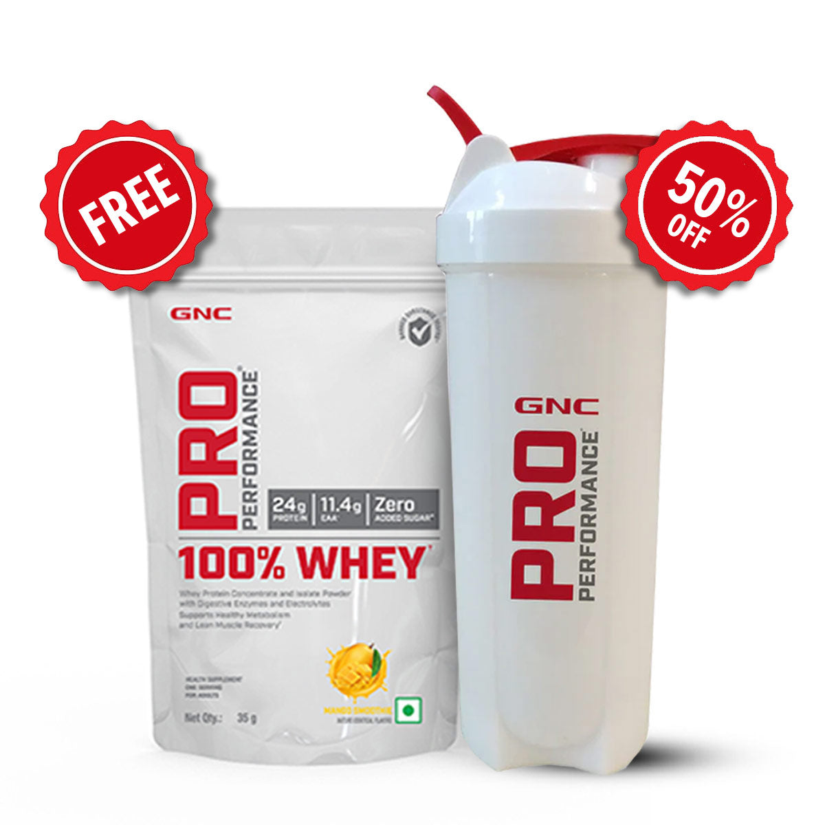 GNC Pro Performance 100% Whey Protein 35gm + Plastic Shaker