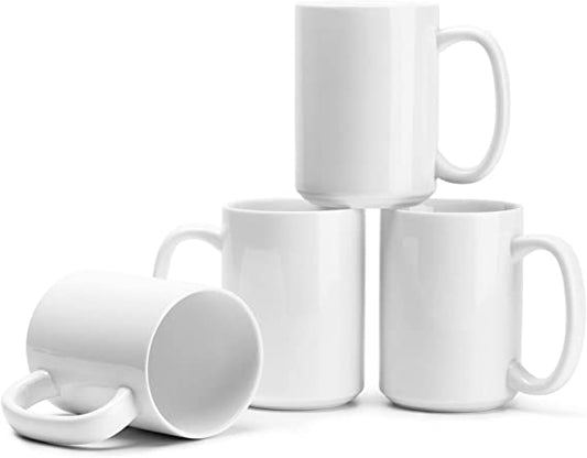 Buyajuju Large Coffee Mugs Set, 16 OZ Tall Coffee Cups with Handle, White  Coffee Mugs Set of 4 for Coffee, Tea, Cocoa, Latte, Milk