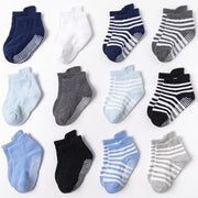 6 Pairs 0-5 Yrs Cotton Children's Anti-slip Boat Socks for Boys Girl Low Cut Floor Kid Ankle Sock with Rubber Grips Four Season