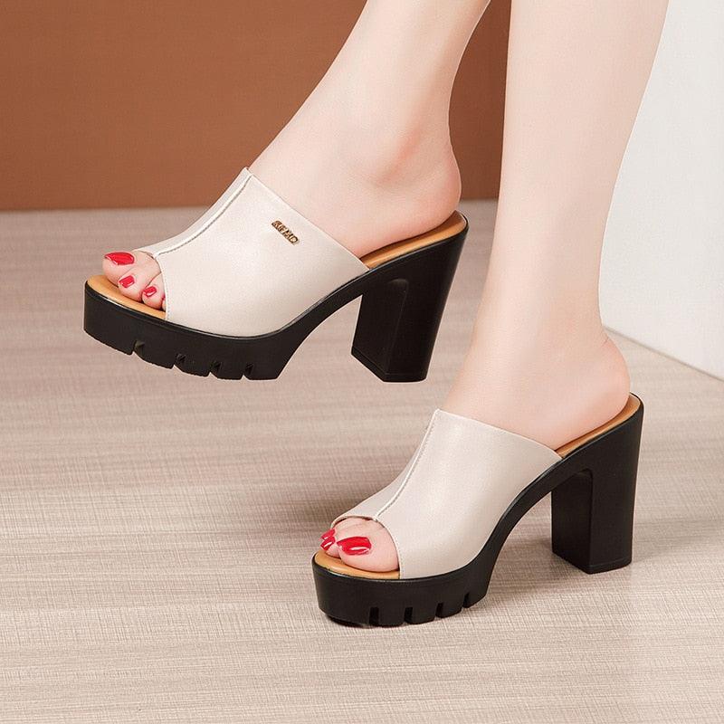 New 2023 Thick Sole Block High Heels Slides