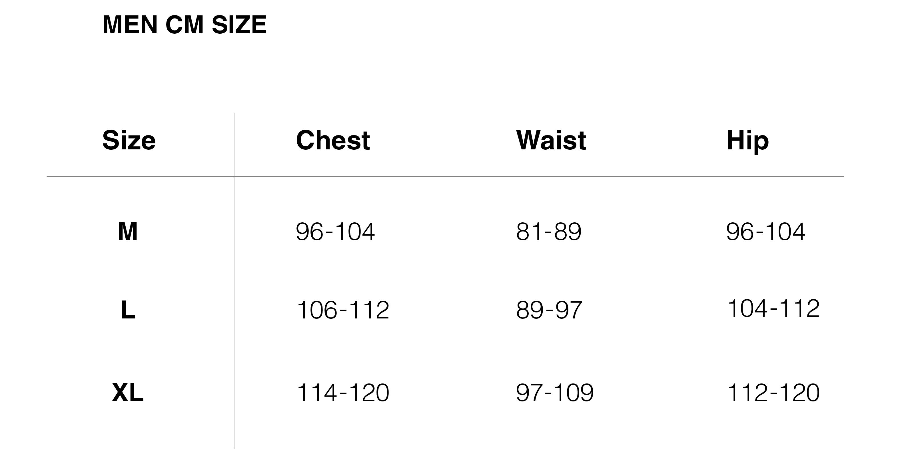 Men Size Chart