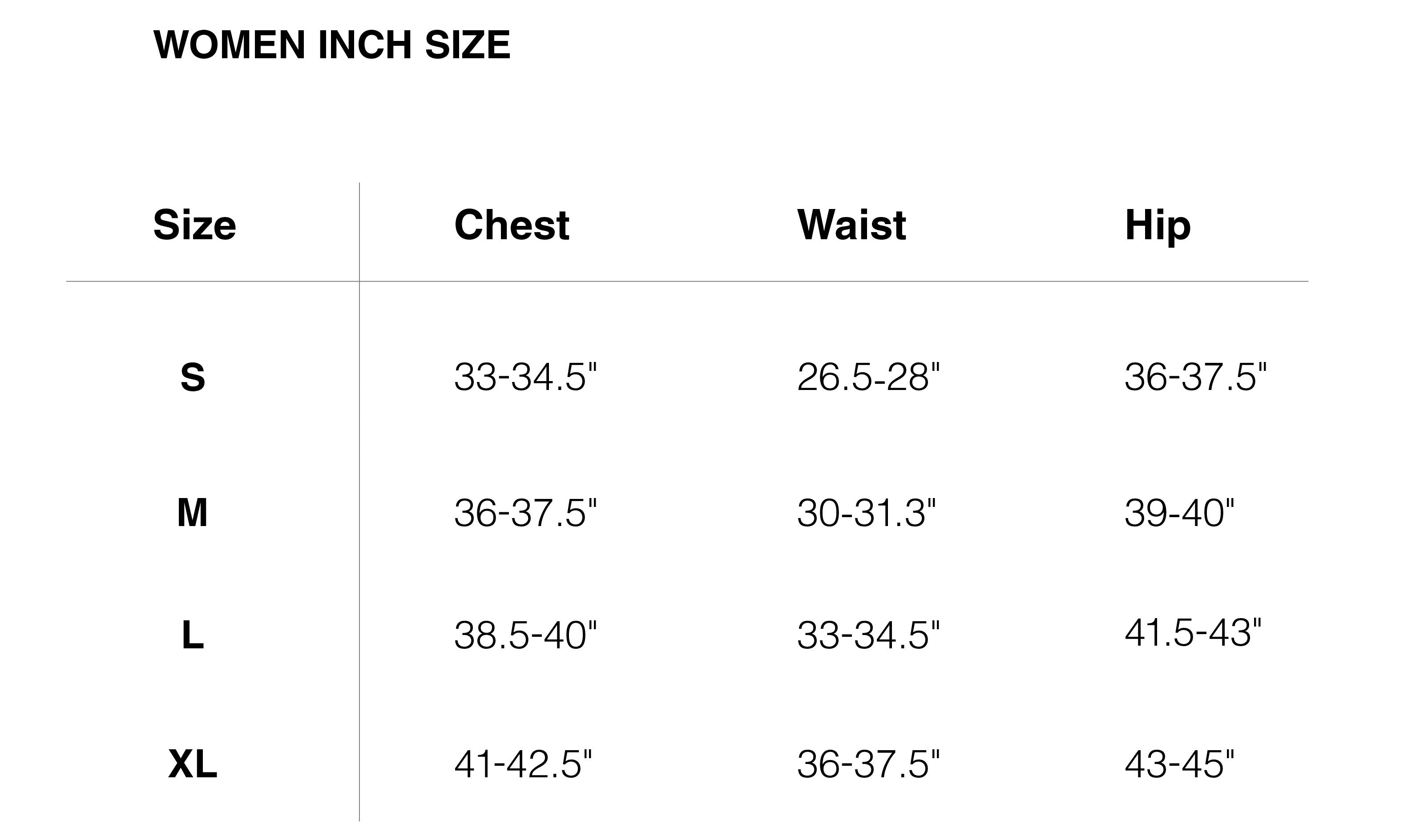 Women Size Chart