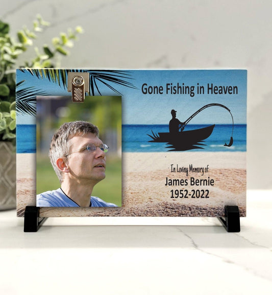 Fisherman Memorial Gift- Gone Fishing in Heaven memorial plaque –  Florida-Funshine