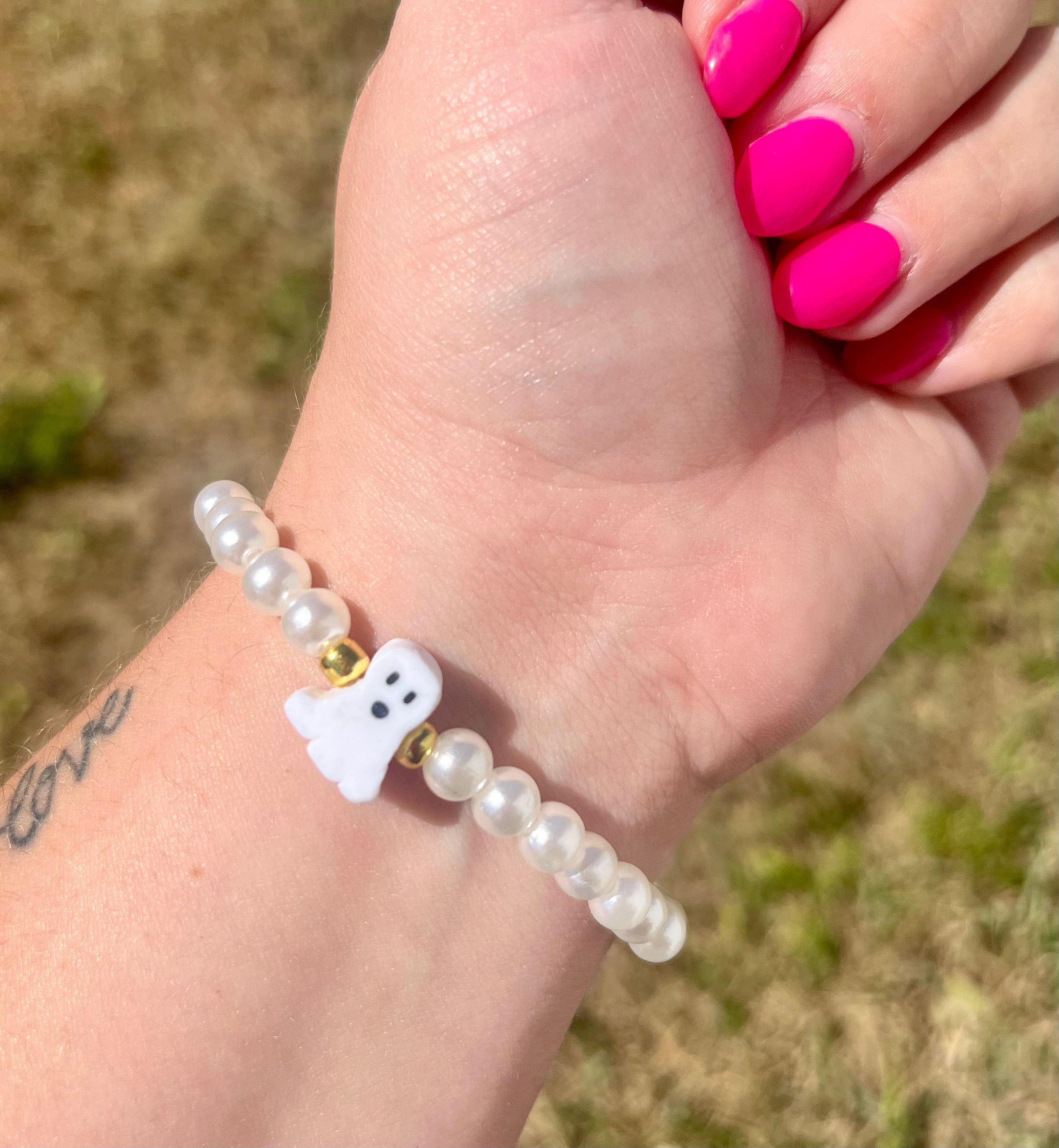 Ghost Pearl Bracelet | Handmade | Beaded