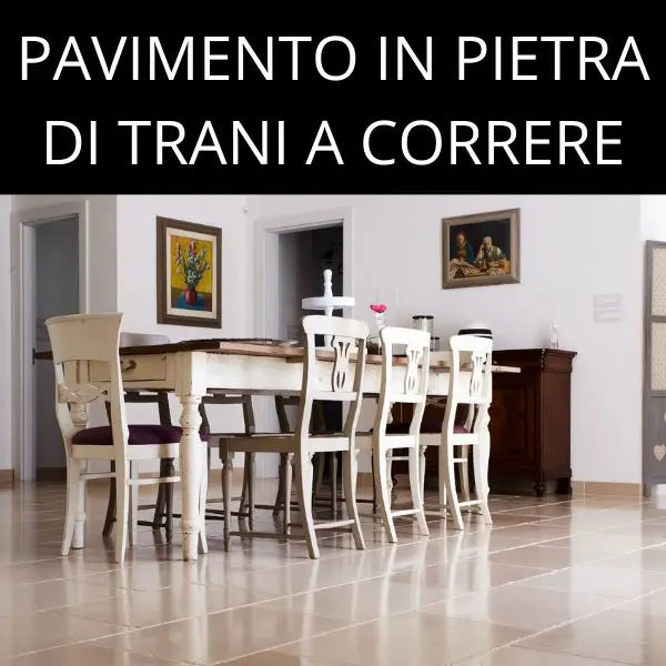 Pavimento in pietra di Trani tranciata a correre