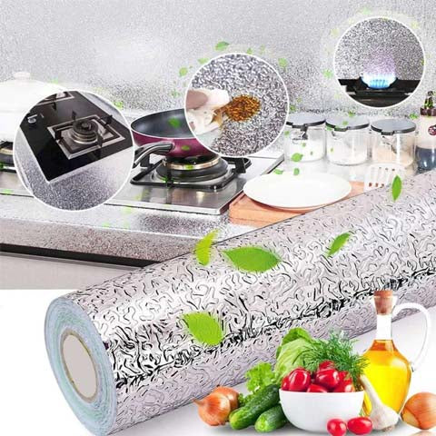 REDODECO Adhesivos de papel de aluminio impermeables para cocina, anti  grasa para encimera, adhesivo de pared, 15.8 x 100 pulgadas