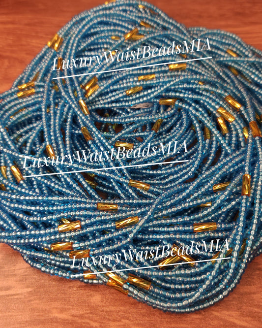 Sky Blue & White (medium) – Luxury Waist Beads