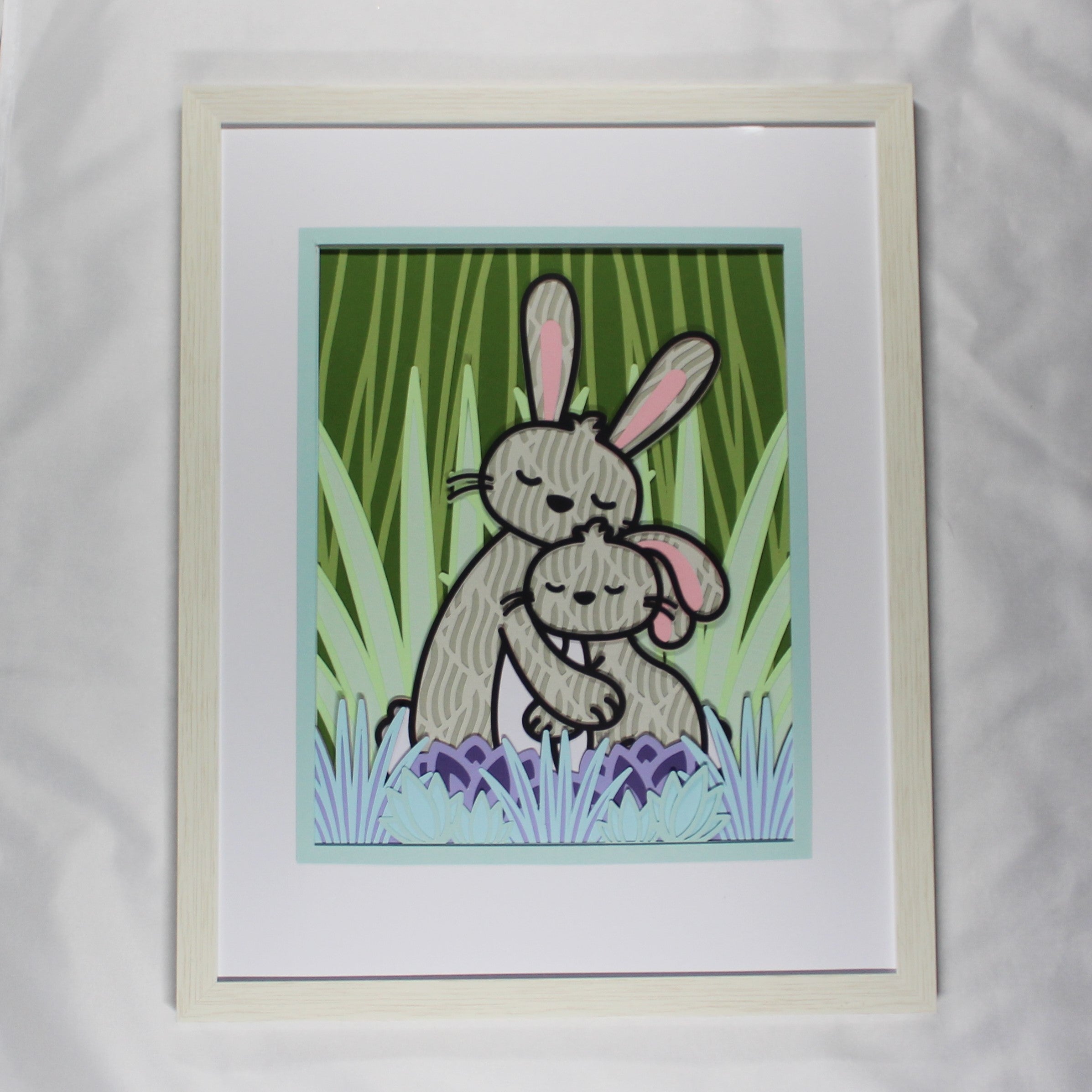 Snuggle Bunny Picture, Framed Layered Scene