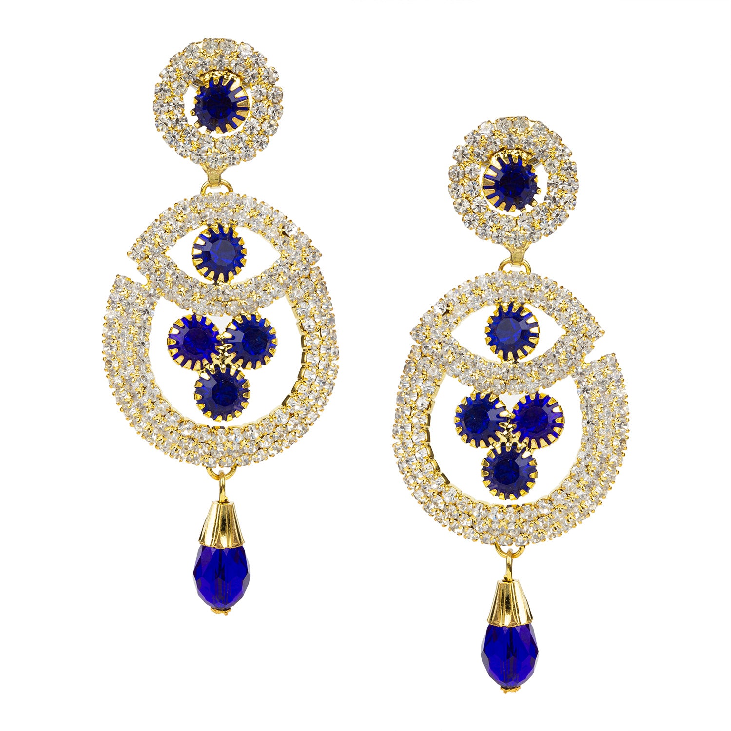 Idyllia drop earrings, Shell, Blue, Rhodium plated | Swarovski