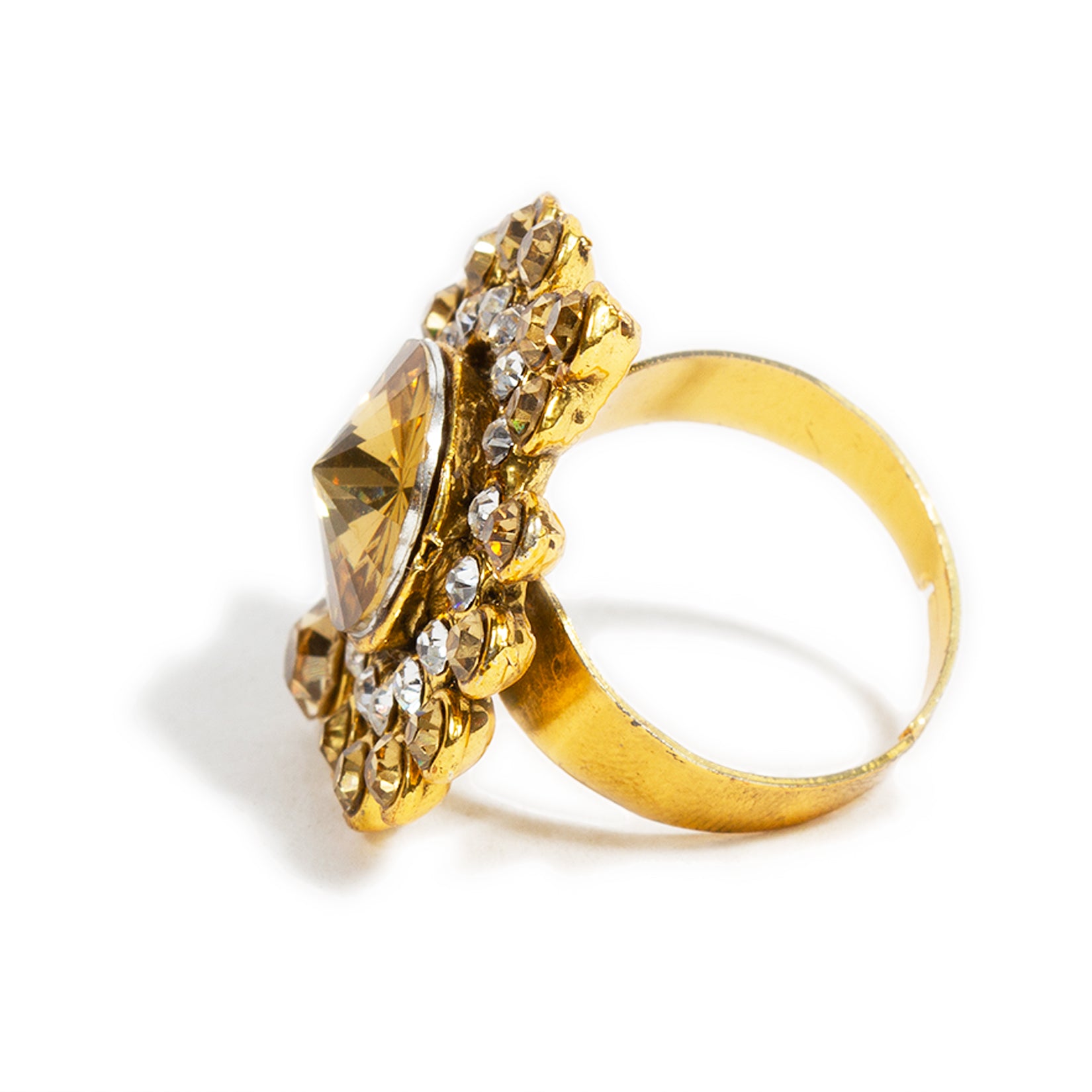 Sree Kumaran | 22K Gold silver casting heart shape white stone ring