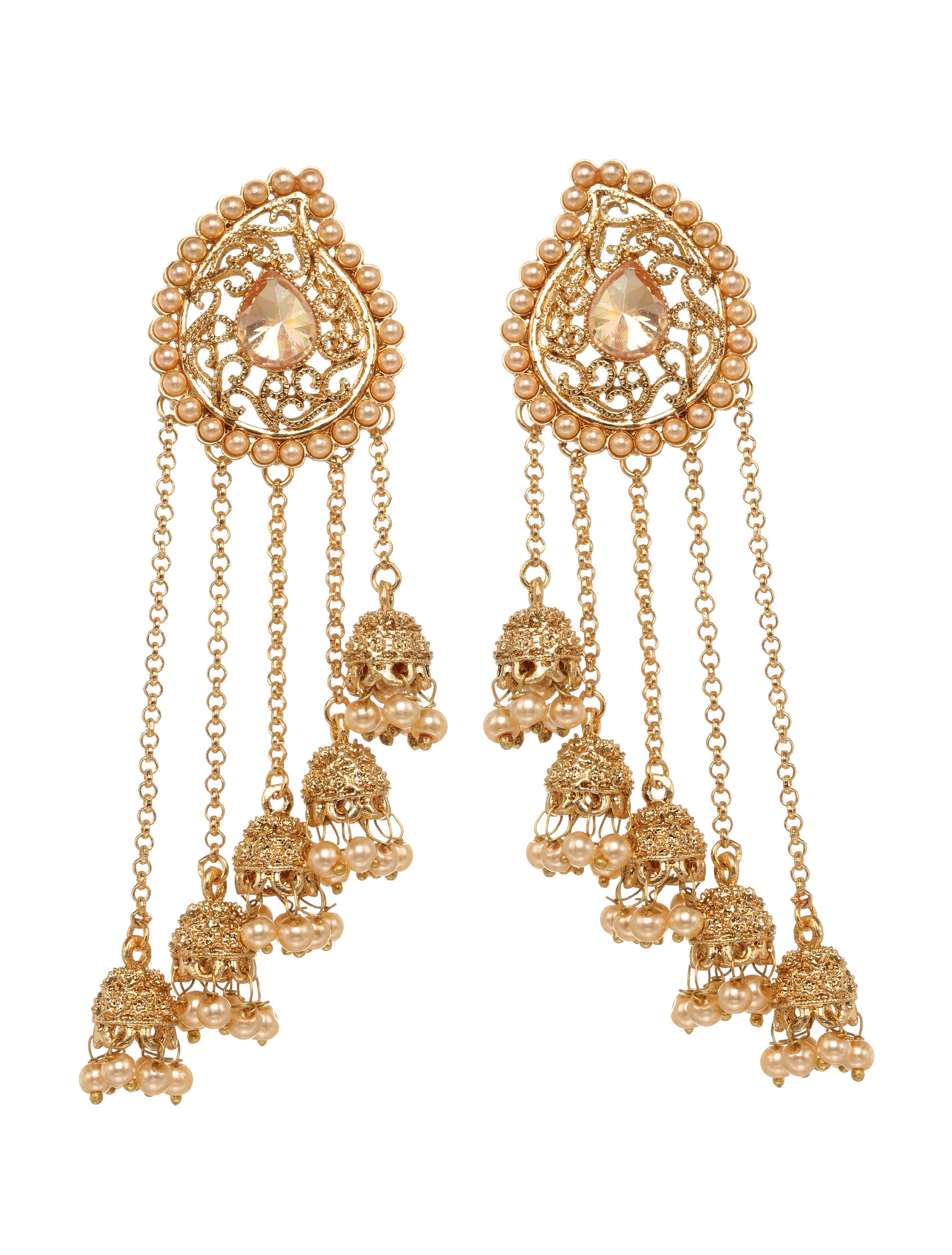 MEENAZ Traditional Temple Jewellery 18k One Gram Gold Ethnic Copper Brass  Stylish South Indian Meenakari Screw Back Studs Double Jhumkas Jhumka  Earrings Set For Women girls Latest -GOLD JHUMKI-M125 : Amazon.in: Fashion