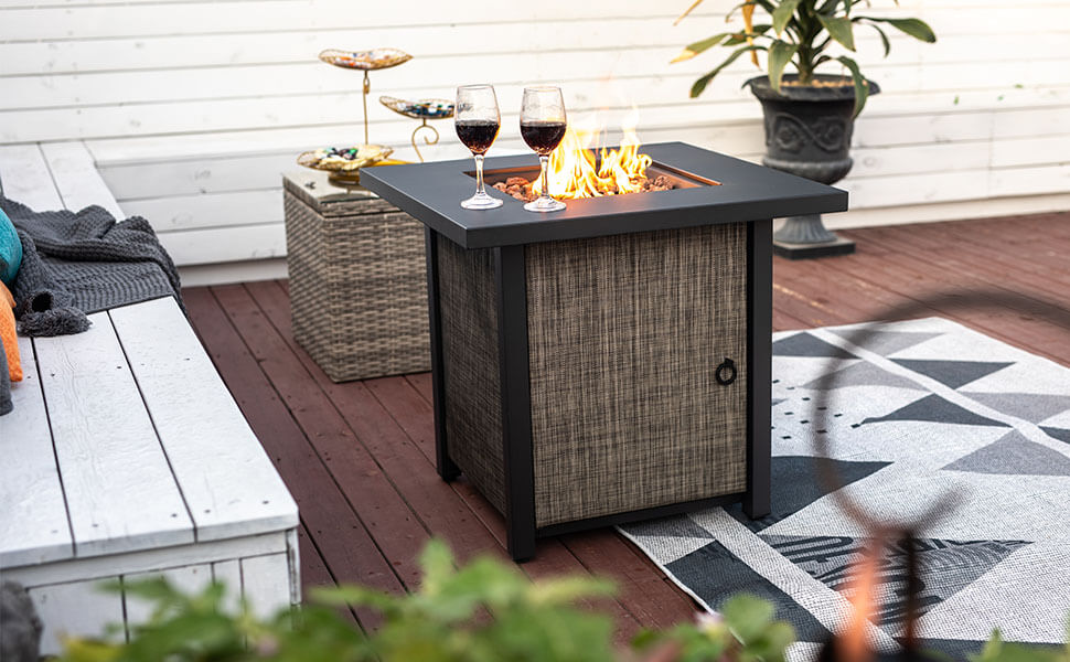 28 Inch Propane Fire Pit Table, 50,000 BTU Steel Gas FirePit for Outdoor, Fire Table with Lid Other Detail