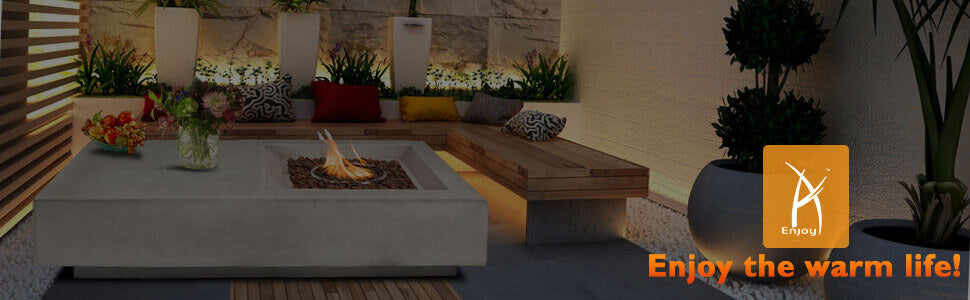 Firepit Table for Outside, 50,000 BTU Large Rectangular Concrete Outdoor Firepit Tables main screen