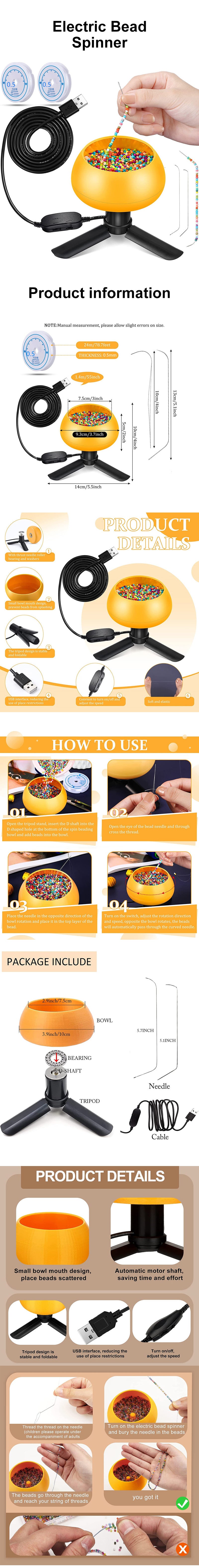 Electric Bead Spinner | Clay Bead Spinner | Seed Bead Spinner with 3171 PCS  Jewelry Beads Set, Fast Beading Bead Spinner Machine for Jewelry Making