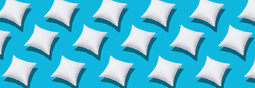 white cushions on a blue background