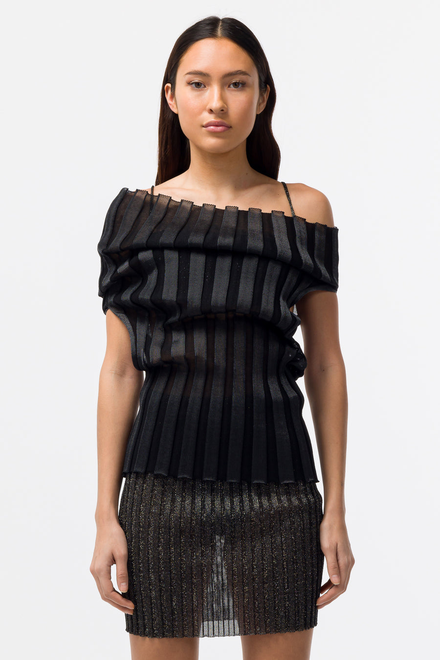 Katrine Drape Top in Black