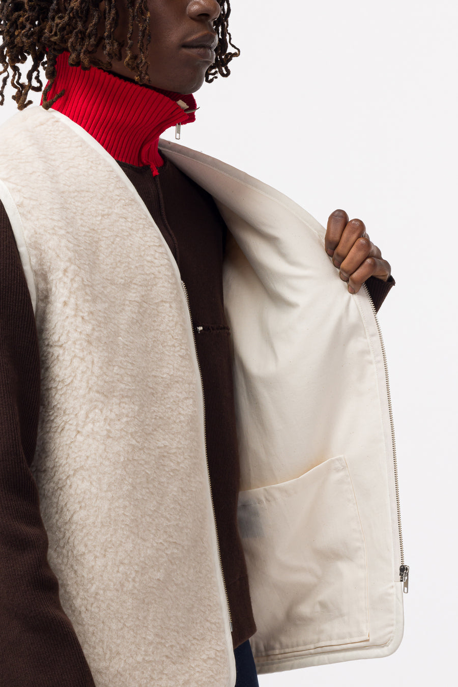 Fleece Vest in Off-White