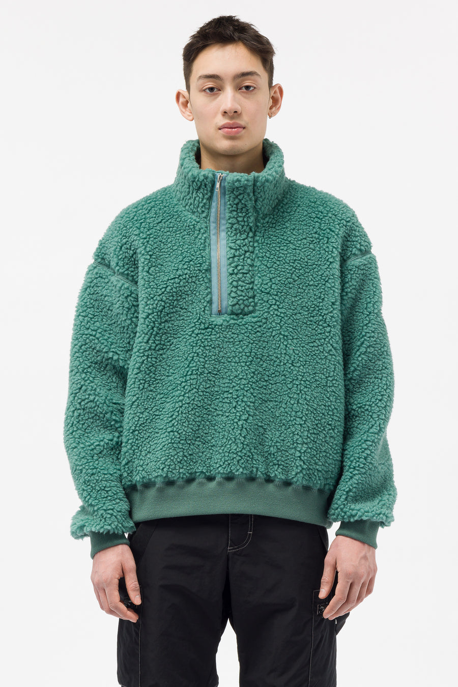 Cav Empt - Men's Wool Boa Fleece Half Zip Jacket in Green - Notre