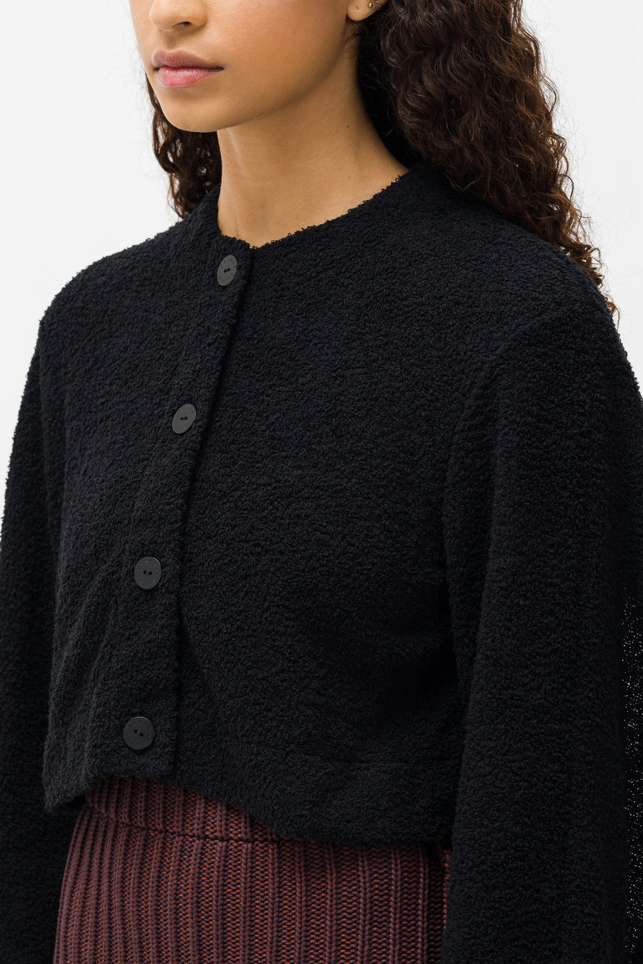 Crewneck Cardigan in Black