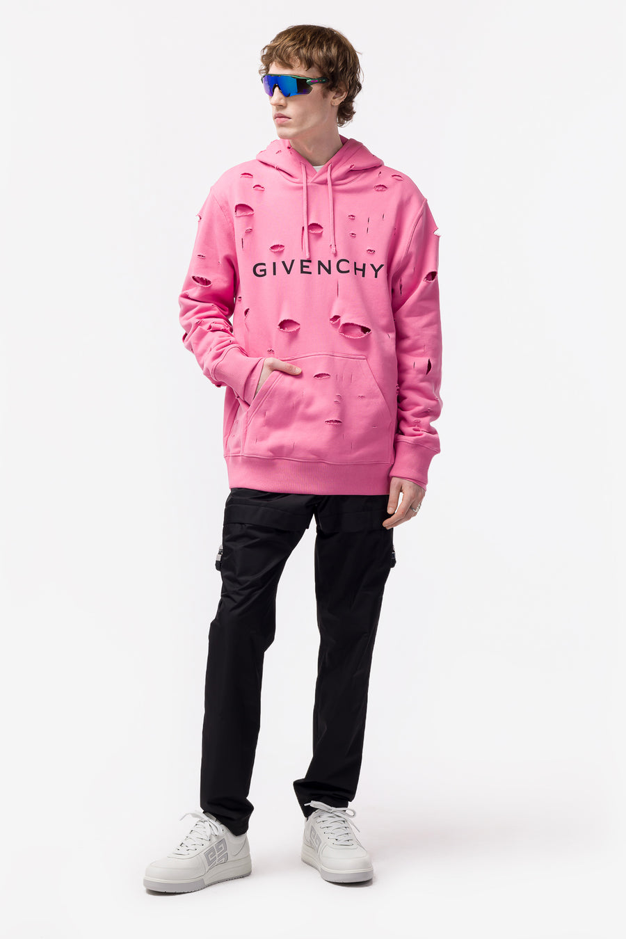Givenchy - Men's Classic Fit Hole Hoodie in Bright Pink