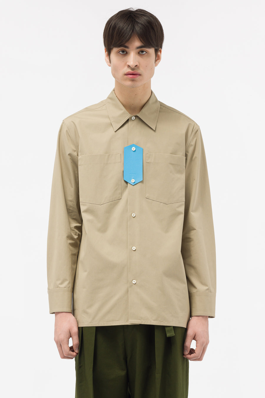 Jil Sander - Men's Straight Fit Shirt in Khaki Green - Notre