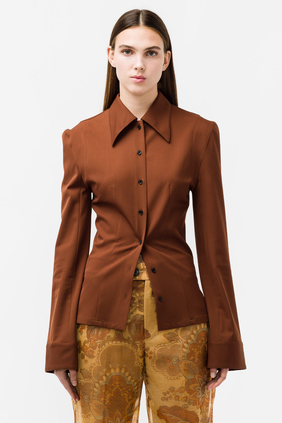 Slim Fitted Shirt in Brown