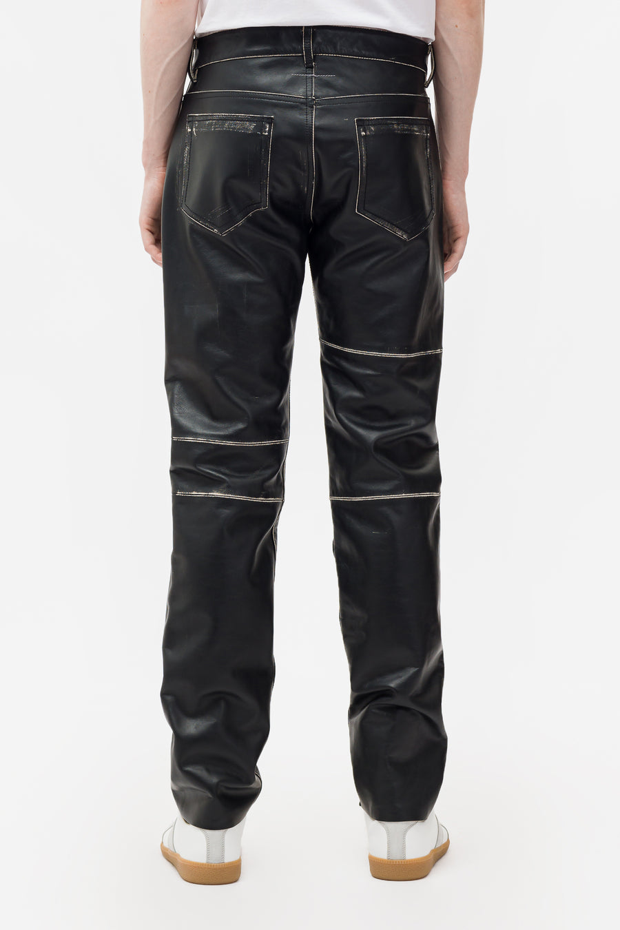 Leather 5 Pocket Pants in Black