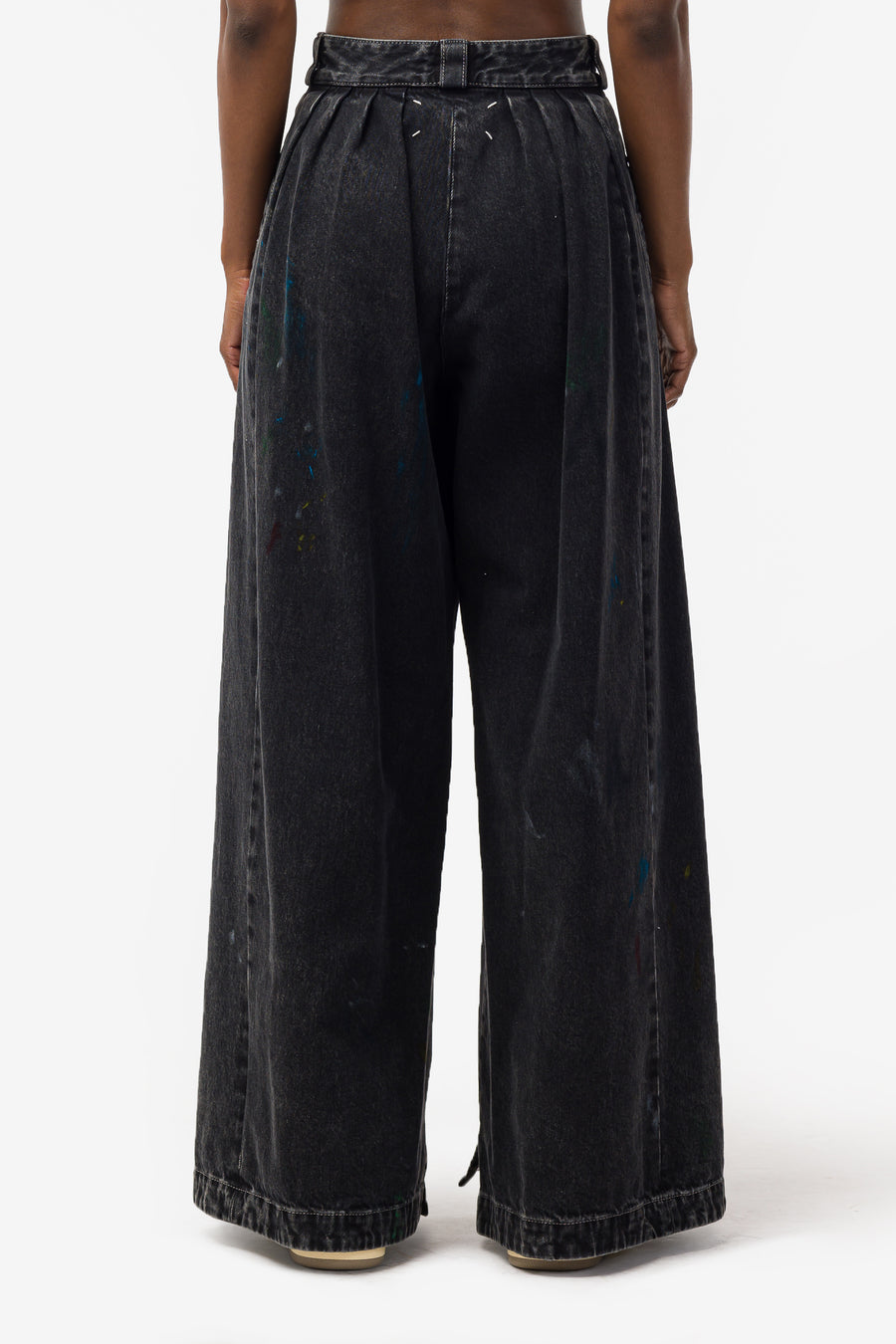 Hand-Painted Splatter Denim Jeans in Black