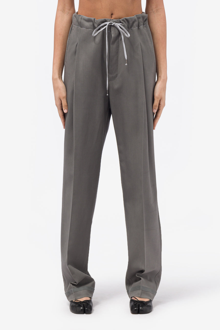 Maison Margiela - Women's Light Wool Trousers in Grey - Notre